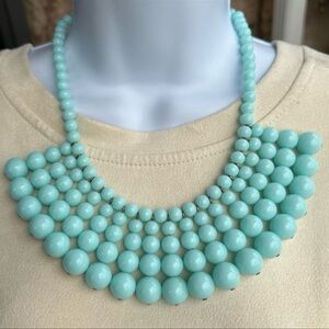 J. Crew Bib-style Robins Egg Baby Blue Graduated Bead Statement Necklace